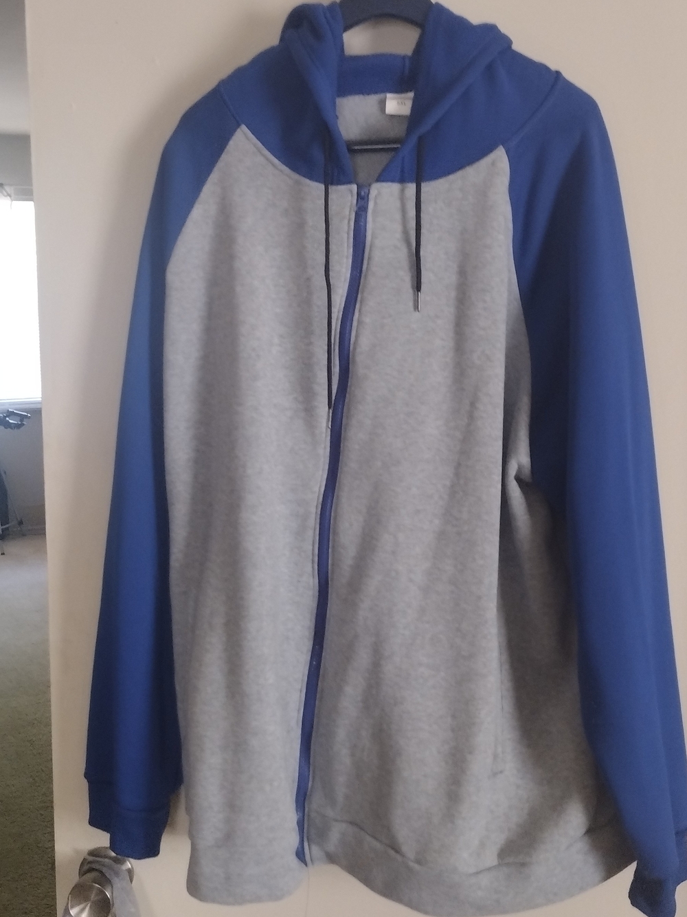 Men's Blue and Gray Full-Zip Hoodie Sweatshirt 4xl - $12